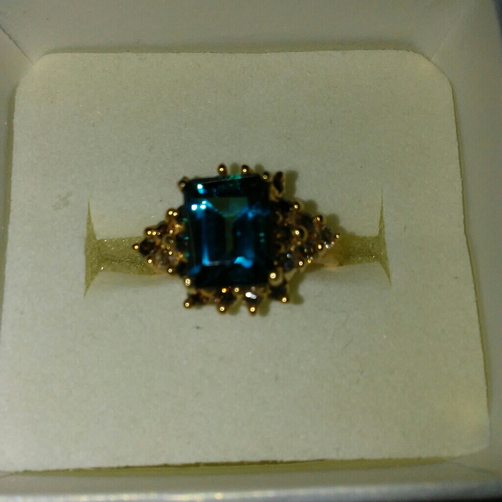 London Blue Topaz and Diamond Ring
